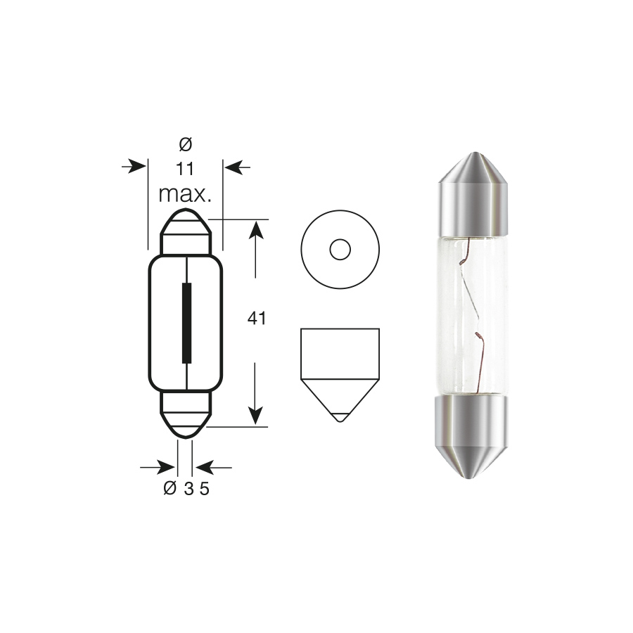 Halogen Bulbs For Dashboard Gauge Light C5W Structure Diagram